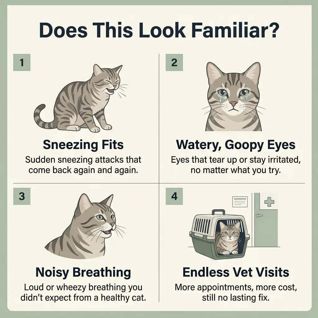 Calm Start Chews for Cats · Stress Support for Sneezing and Goopy Eyes