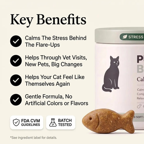 Calm Start Chews for Cats · Stress Support for Sneezing and Goopy Eyes